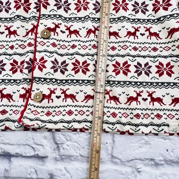 Burt's Bees Baby Pajama Shirt Large Red Green Christmas‎ Holiday Button Down - Picture 9 of 10